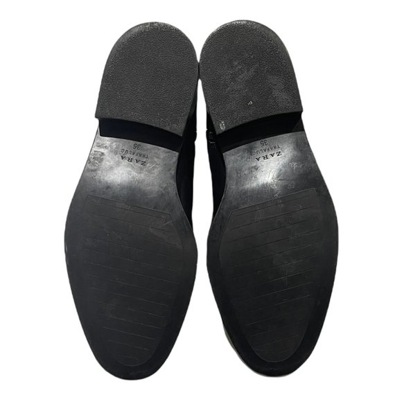 Zara Trafaluc Pearl Strap Lace Up Faux Leather Combat Ankle Boots Black … - Picture 10 of 14